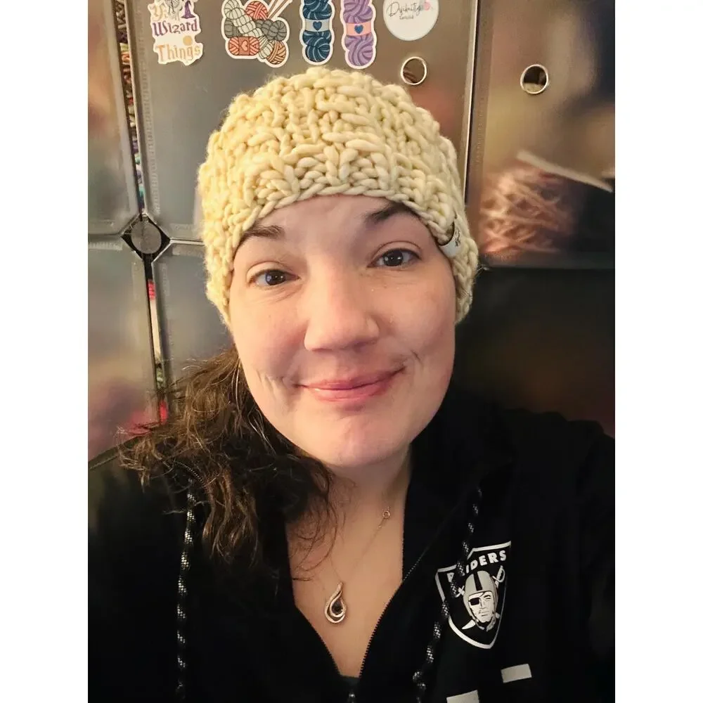 Hand Knit Merino Wool Headband - Lean On Me Design - Ivory Merino Wool